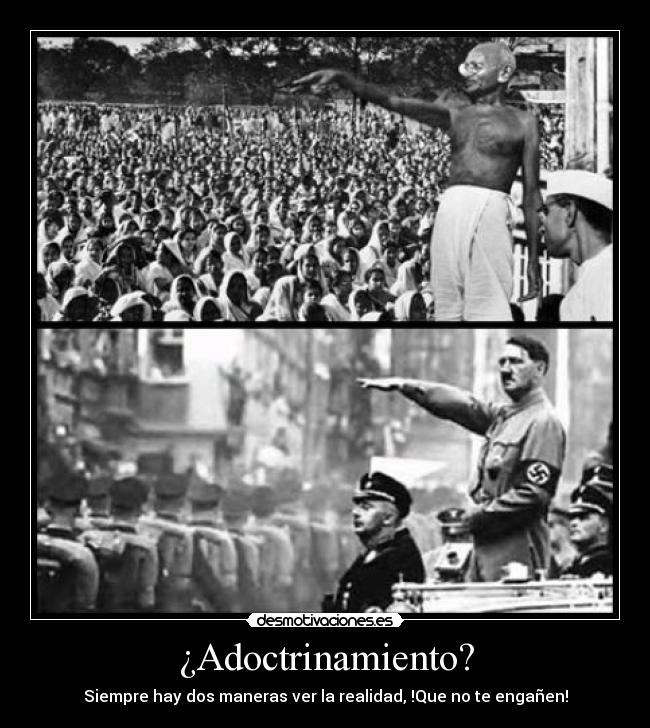 carteles gandhi hitler doctrinapaz guerra religion mentira verdad desmotivaciones