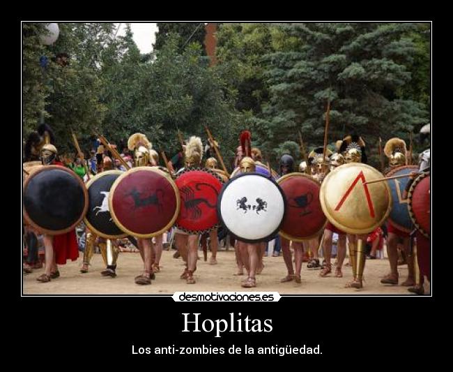carteles hoplitas antizombies desmotivaciones