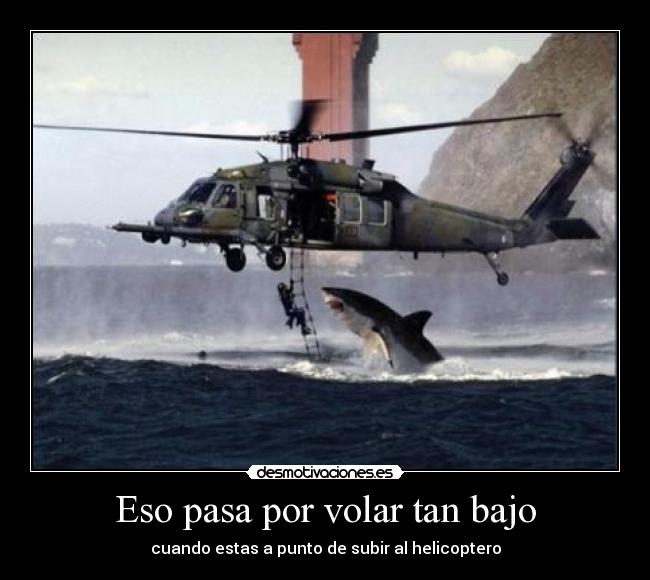 Eso pasa por volar tan bajo - cuando estas a punto de subir al helicoptero