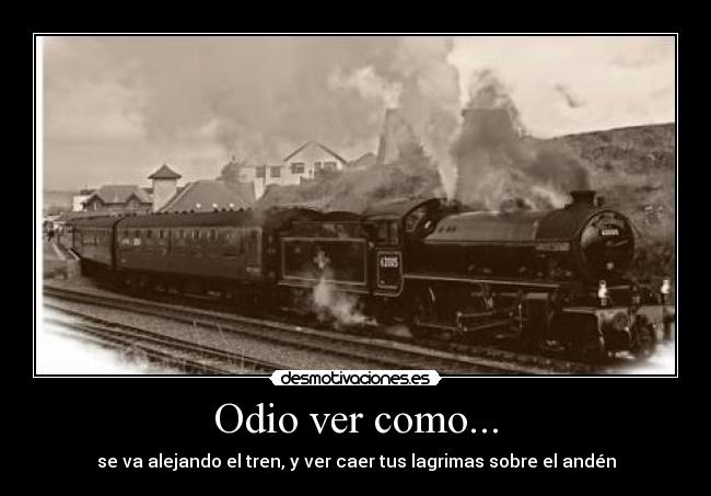 Odio ver como... - se va alejando el tren, y ver caer tus lagrimas sobre el andén