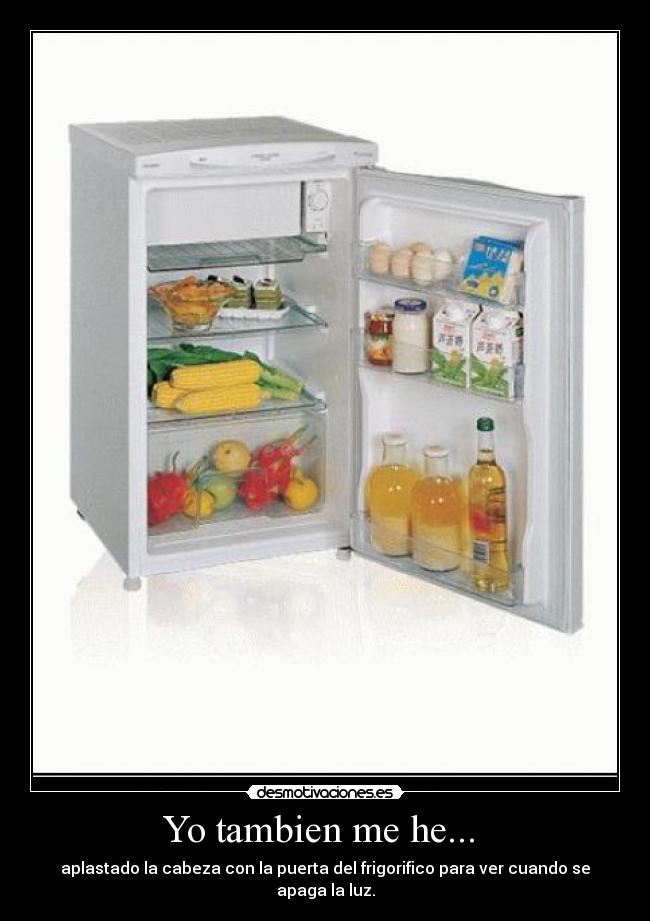 Yo tambien me he...  - aplastado la cabeza con la puerta del frigorifico para ver cuando se apaga la luz.