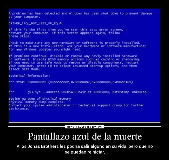 carteles muerte pantallazo azul muerte jonas brothers desmotivaciones