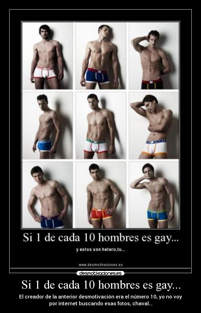 Si 1 de cada 10 hombres es gay... - El creador de la anterior desmotivación era el número 10, yo no voy por internet buscando esas fotos, chaval...