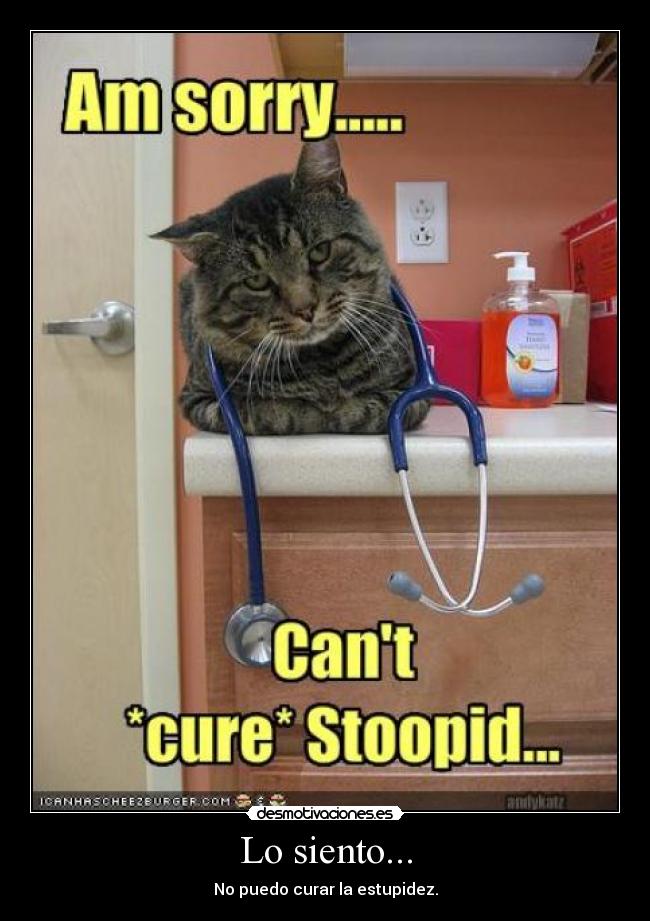 Lo siento... - No puedo curar la estupidez.
