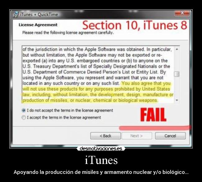 iTunes - Apoyando la producción de misiles y armamento nuclear y/o biológico...