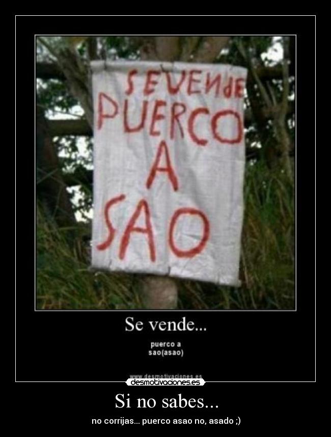 Si no sabes... - no corrijas... puerco asao no, asado ;)