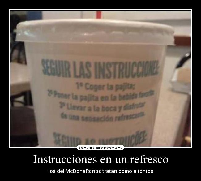 Instrucciones en un refresco -