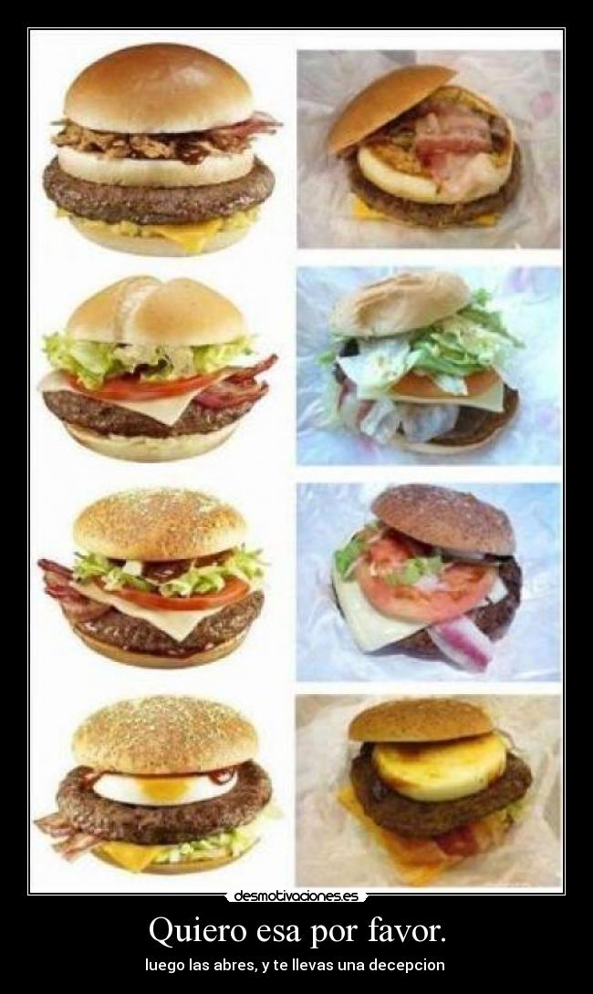 carteles donals burguer king hamburguesa quiero esa por favor decepcion asco desmotivaciones