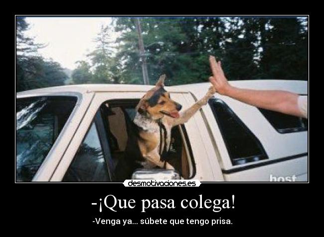 -¡Que pasa colega! - -Venga ya... súbete que tengo prisa.