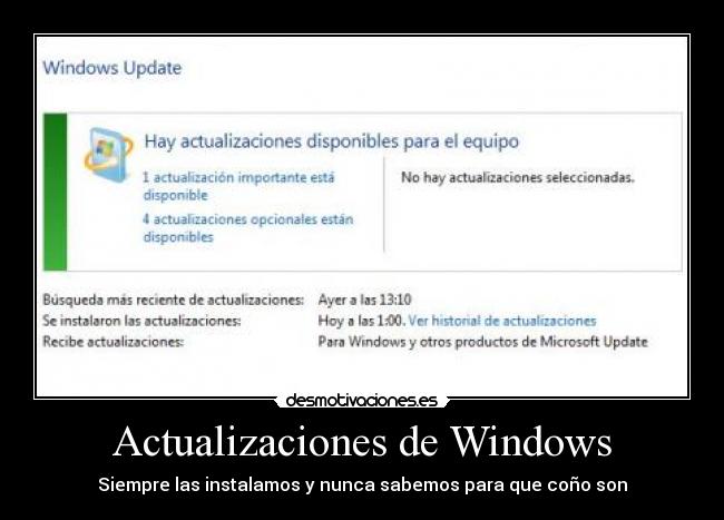 Actualizaciones de Windows - Siempre las instalamos y nunca sabemos para que coño son