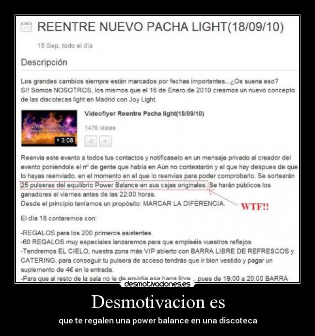 Desmotivacion es - que te regalen una power balance en una discoteca