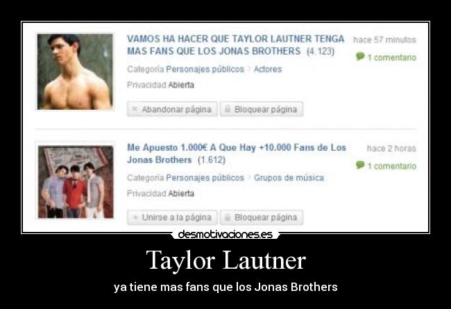 Taylor Lautner - ya tiene mas fans que los Jonas Brothers