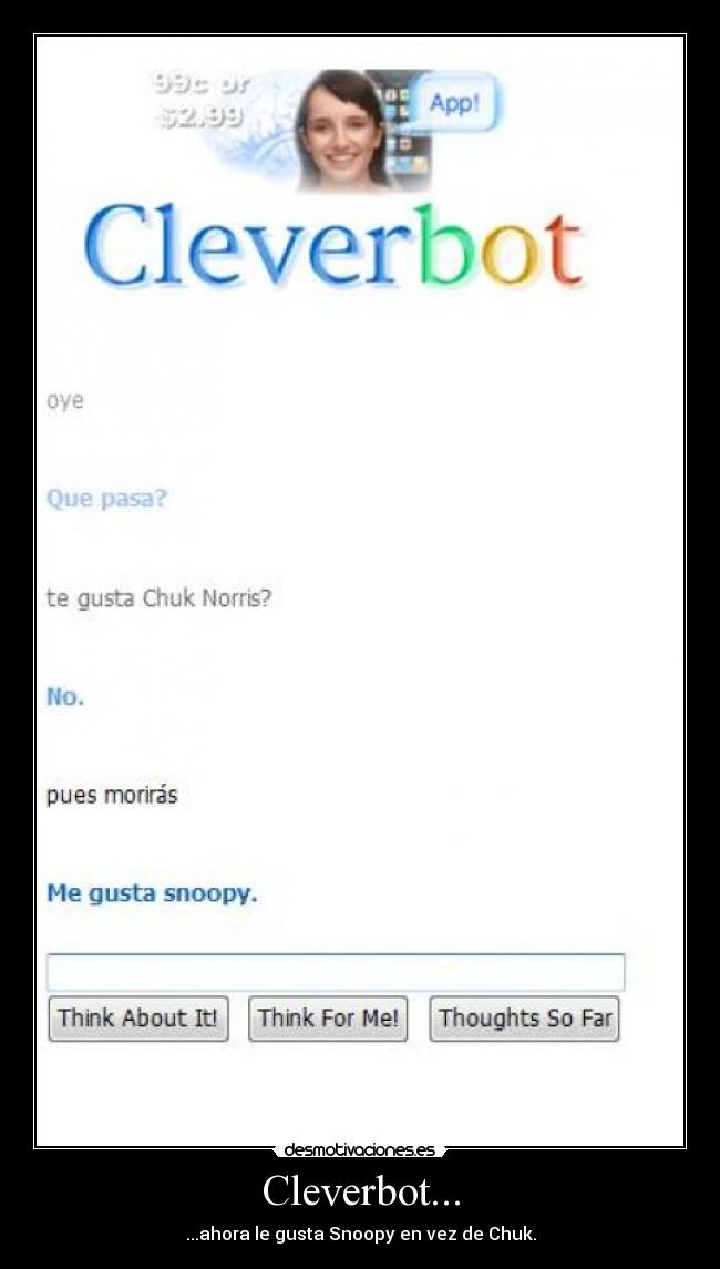 Cleverbot... - ...ahora le gusta Snoopy en vez de Chuk.