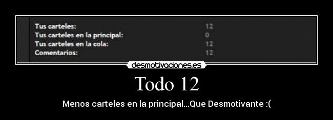 Todo 12 - Menos carteles en la principal...Que Desmotivante :(