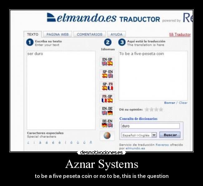 Aznar Systems - to be a five peseta coin or no to be, this is the question