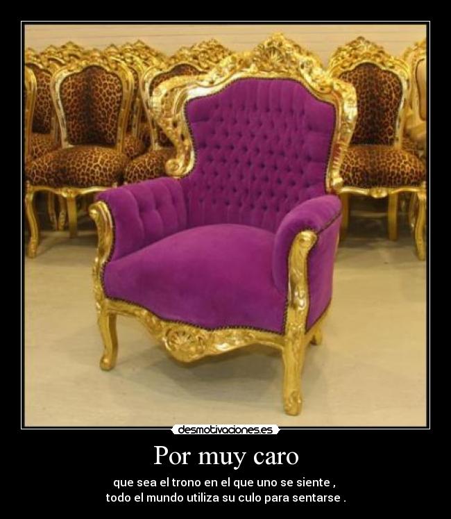 Por muy caro - que sea el trono en el que uno se siente , 
todo el mundo utiliza su culo para sentarse .