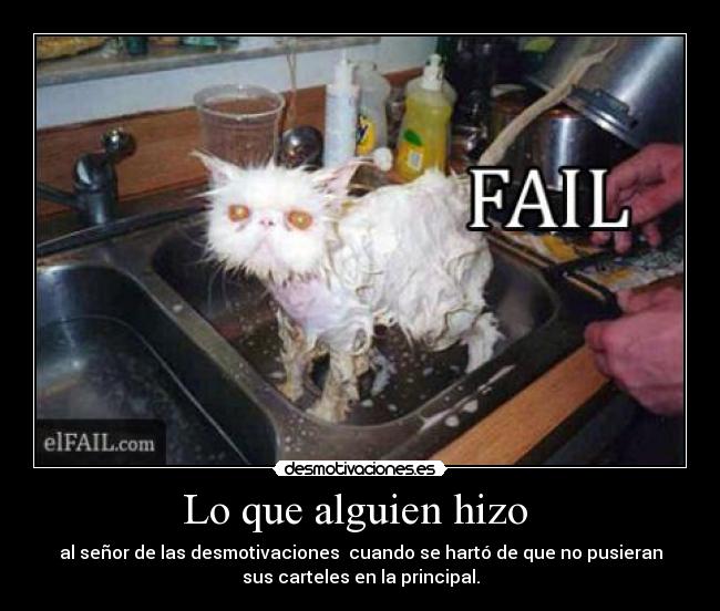 Lo que alguien hizo - al señor de las desmotivaciones cuando se hartó de que no pusieran
sus carteles en la principal.