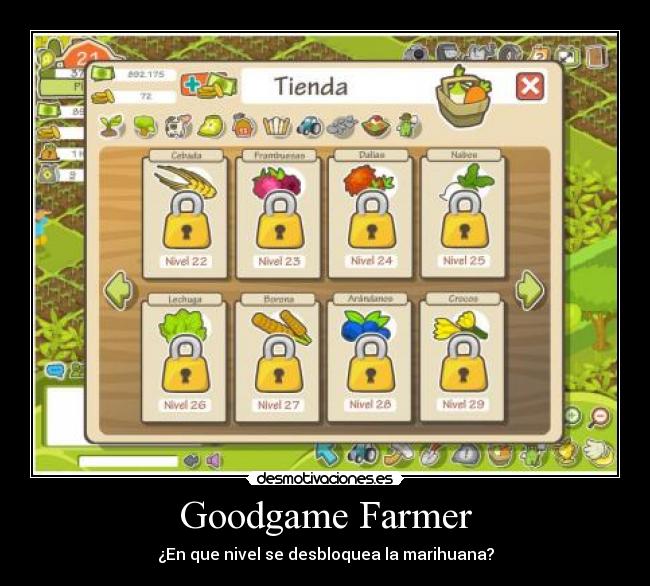Goodgame Farmer - ¿En que nivel se desbloquea la marihuana?