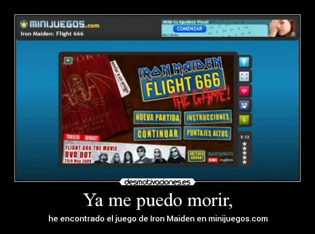 Ya me puedo morir, - he encontrado el juego de Iron Maiden en minijuegos.com