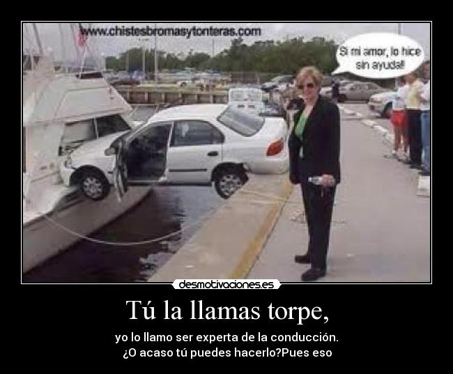 Tú la llamas torpe, - yo lo llamo ser experta de la conducción.
¿O acaso tú puedes hacerlo?Pues eso