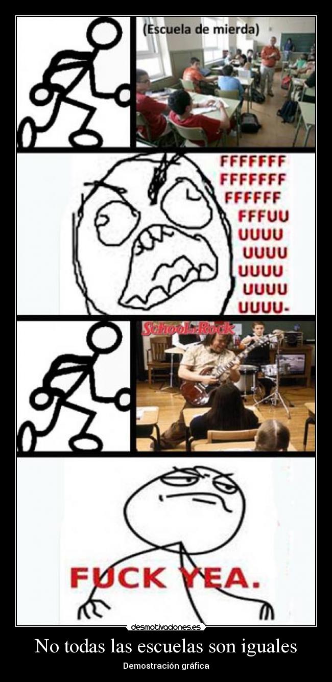carteles schoolrockfuck yeafuuuescuela desmotivaciones