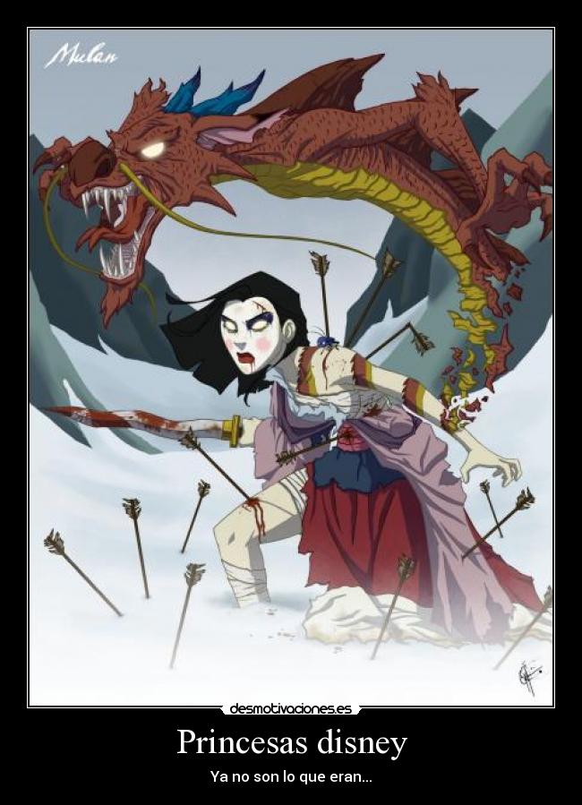 carteles princesas disney mulan desmotivaciones