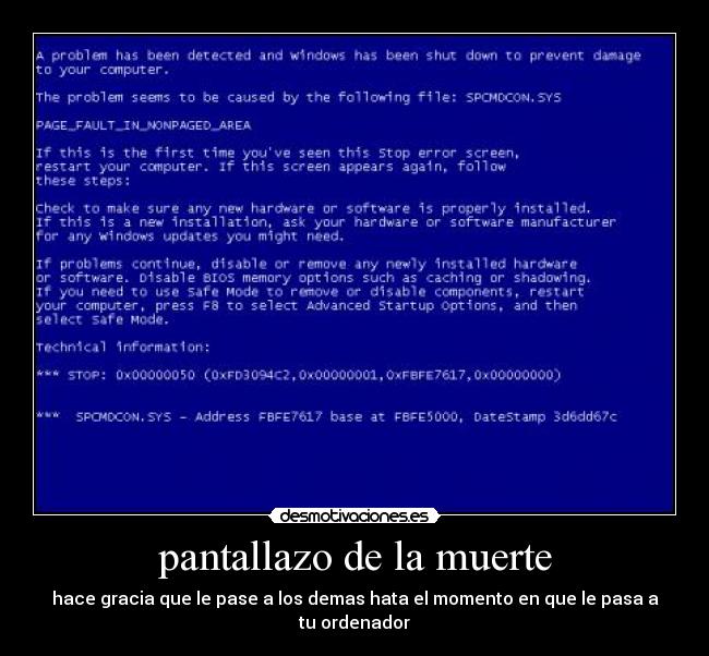 carteles muerte pantalla azul muerte fail own3d error desmotivaciones