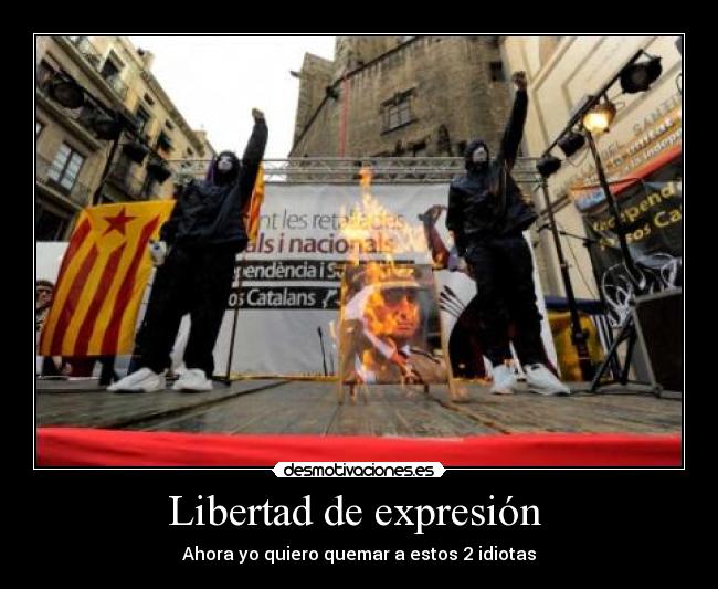 carteles libertad libertad expresion ahora quiero quemar estos idiotas desmotivaciones