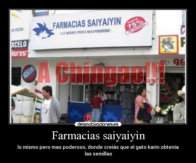 Farmacias saiyaiyin - lo mismo pero mas poderoso, donde creiás que el gato karin obtenía
las semillas