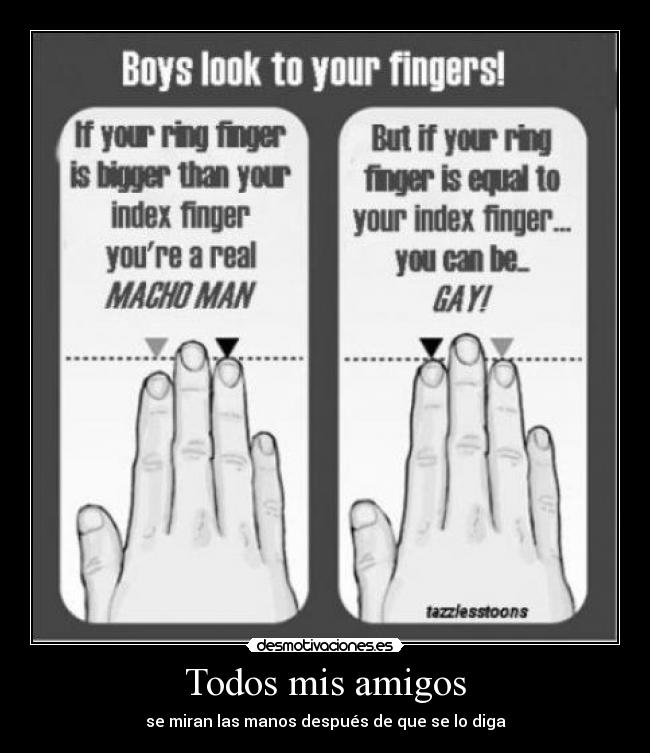 Todos mis amigos - se miran las manos después de que se lo diga