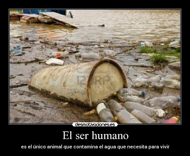 El ser humano - es el único animal que contamina el agua que necesita para vivir