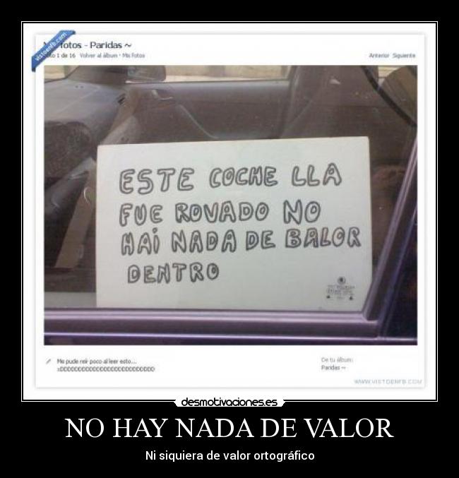 NO HAY NADA DE VALOR - 