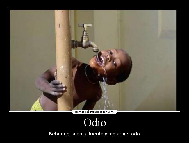 Odio - Beber agua en la fuente y mojarme todo.