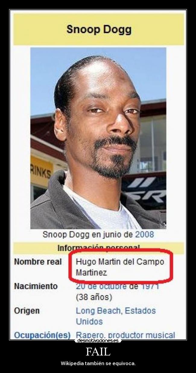 FAIL - Wikipedia también se equivoca.