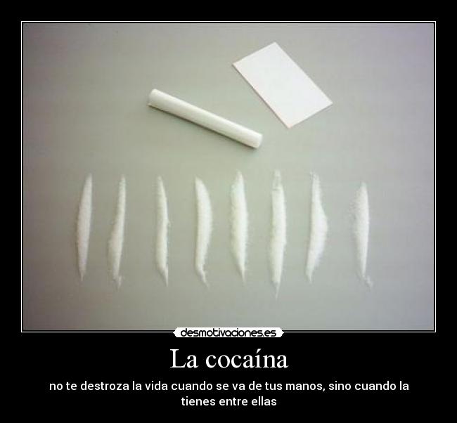 La cocaína - no te destroza la vida cuando se va de tus manos, sino cuando la tienes entre ellas