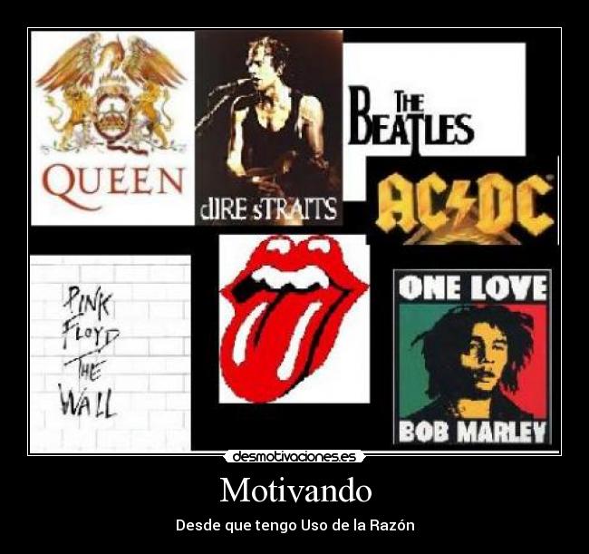 carteles grupos musica rolling stones queen pink floyd bob marley acdc the beatles dire straits etc etc desmotivaciones