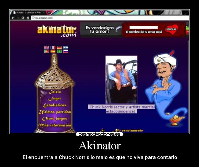 Akinator - El encuentra a Chuck Norris lo malo es que no viva para contarlo