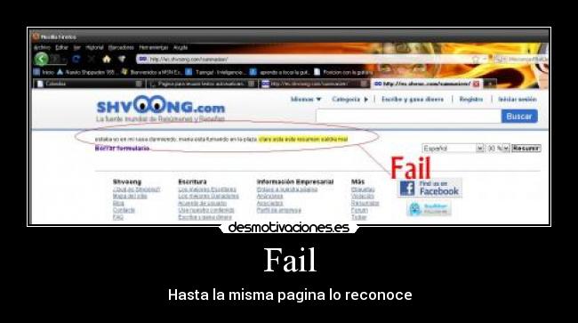 Fail - Hasta la misma pagina lo reconoce
