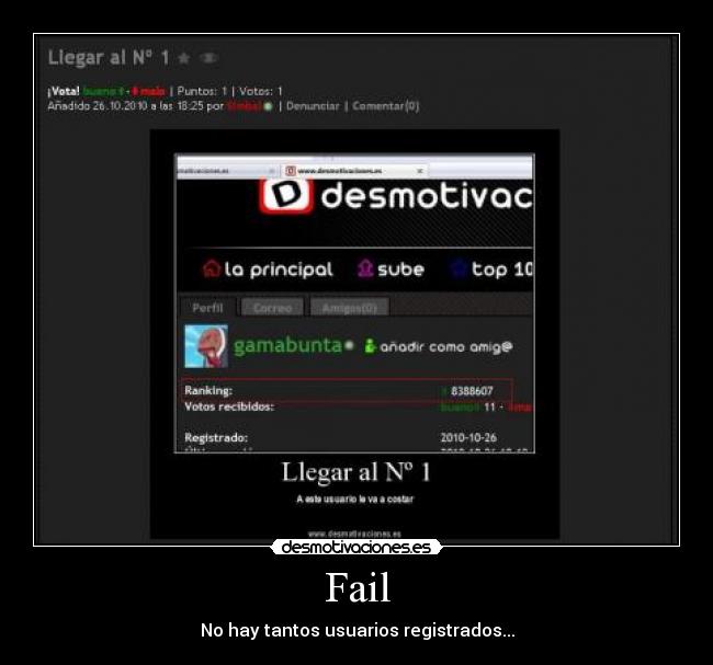 Fail - No hay tantos usuarios registrados...