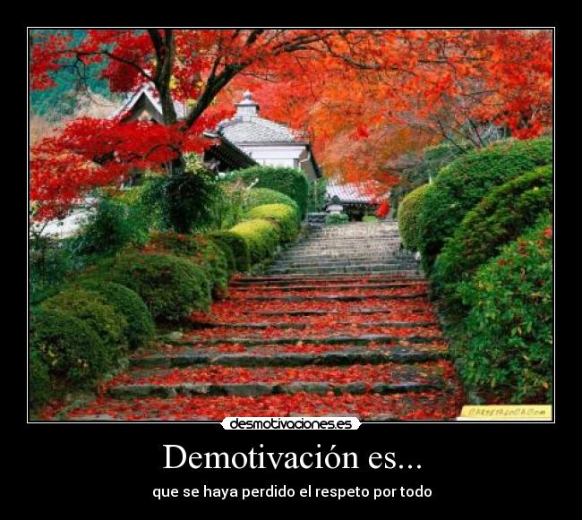 Demotivación es... - que se haya perdido el respeto por todo