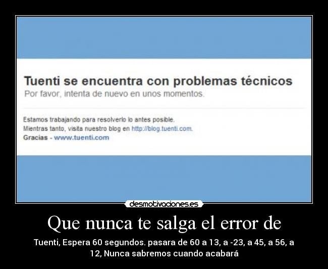 Que nunca te salga el error de -