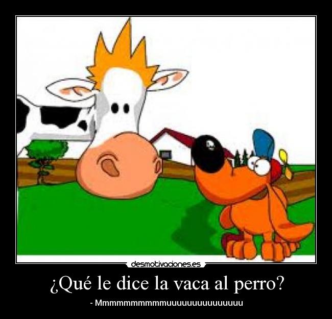 ¿Qué le dice la vaca al perro? - - Mmmmmmmmmmuuuuuuuuuuuuuuu