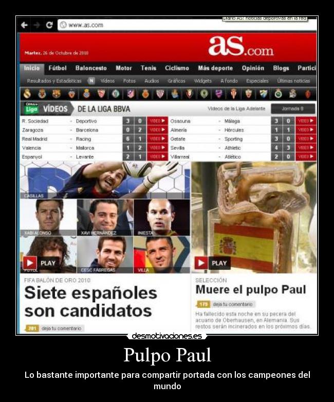 carteles espana pulpo paul campeones muere muerte desmotivaciones