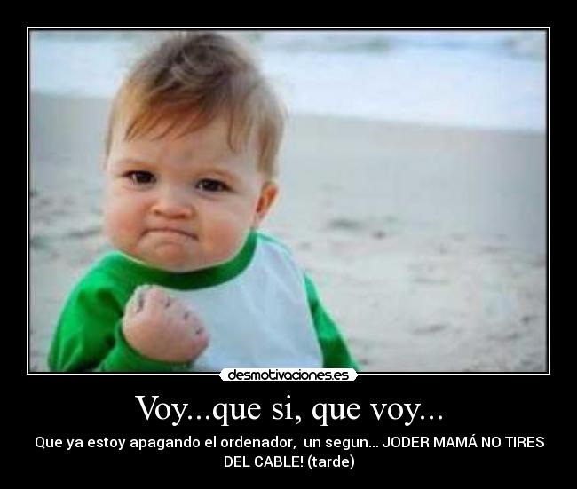 Voy...que si, que voy... - Que ya estoy apagando el ordenador, un segun... JODER MAMÁ NO TIRES
DEL CABLE! (tarde)