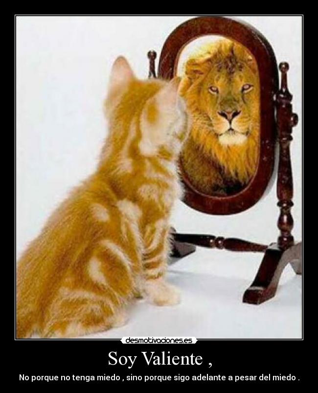 Soy Valiente , - No porque no tenga miedo , sino porque sigo adelante a pesar del miedo .