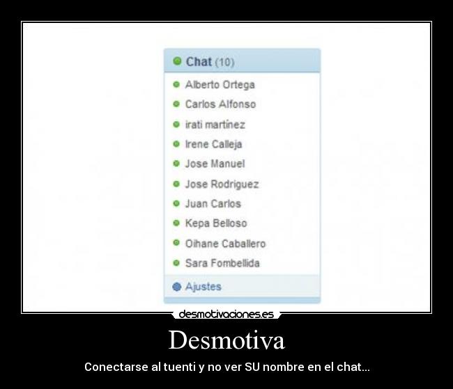 Desmotiva - Conectarse al tuenti y no ver SU nombre en el chat...