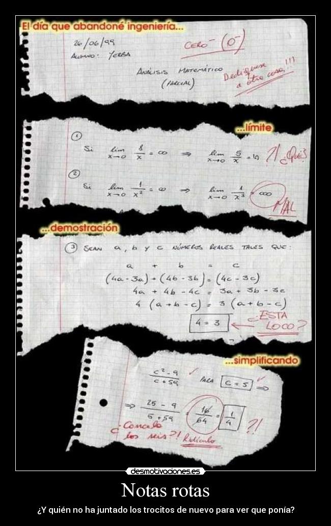 Notas rotas - ¿Y quién no ha juntado los trocitos de nuevo para ver que ponía?