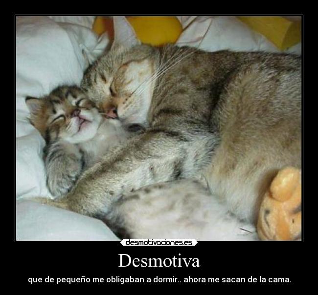 Desmotiva - que de pequeño me obligaban a dormir.. ahora me sacan de la cama.