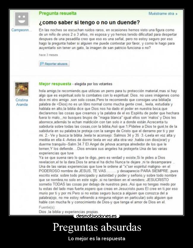 Preguntas absurdas - Lo mejor es la respuesta