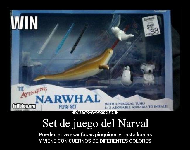 Set de juego del Narval - Puedes atravesar focas pingüinos y hasta koalas
Y VIENE CON CUERNOS DE DIFERENTES COLORES